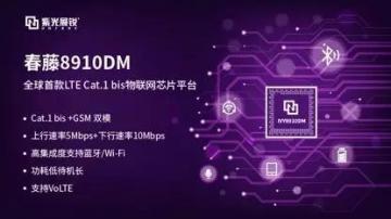 紫光展锐春藤8910DM重磅发布：全球首款Cat.1 bis物联网芯片平台 